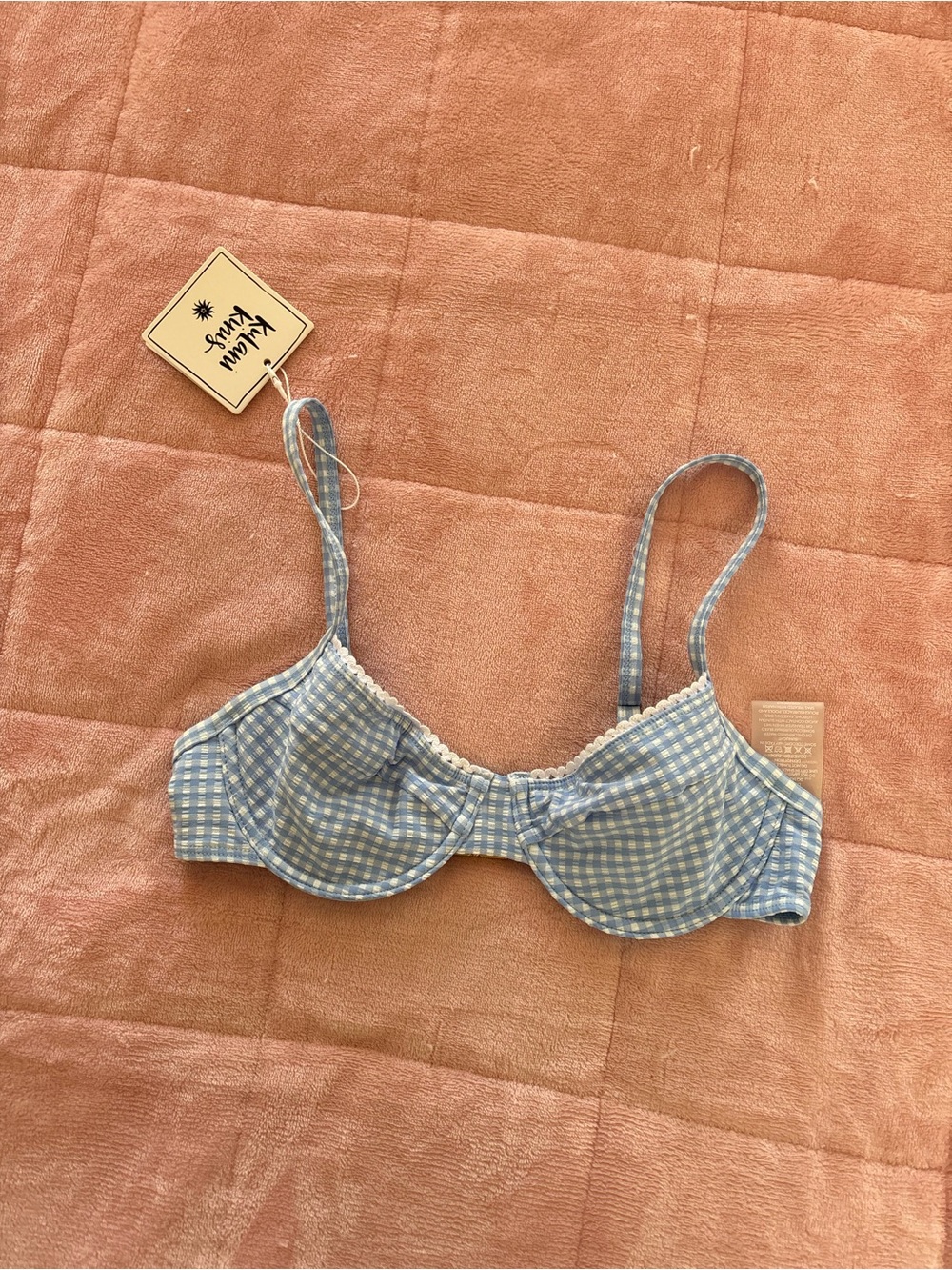 Kulani Kinis Blue Gingham Underwire Bikini Top